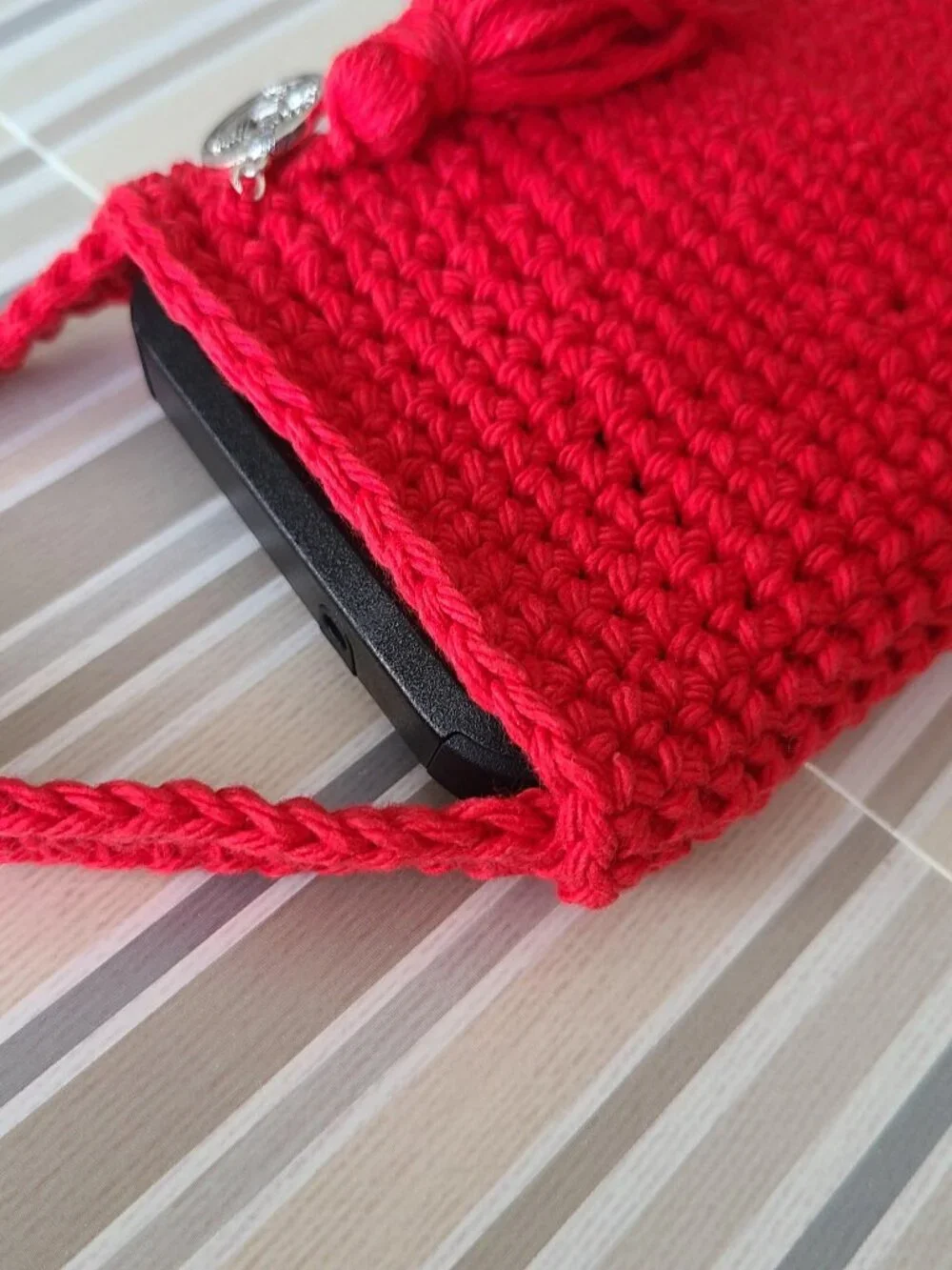 Crochet Crossbody Cell Phone Holder Small Purse Case Crossbody Bag NEW HANDMADE
